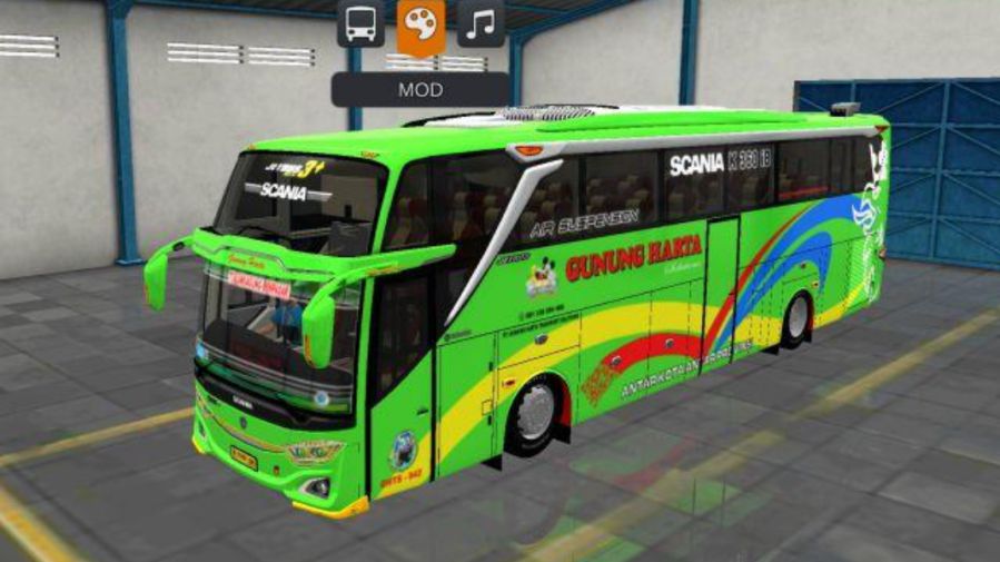 Mod Bussid Bus Gunung Harta JB3+ Scania Pintu Tengah